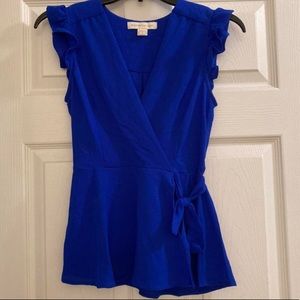 Royal Blue V-Neck Wrap Sleeveless Top size Small